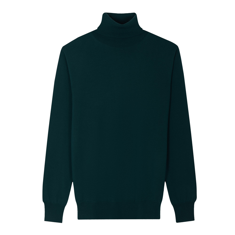Green Merino Turtleneck Pullover