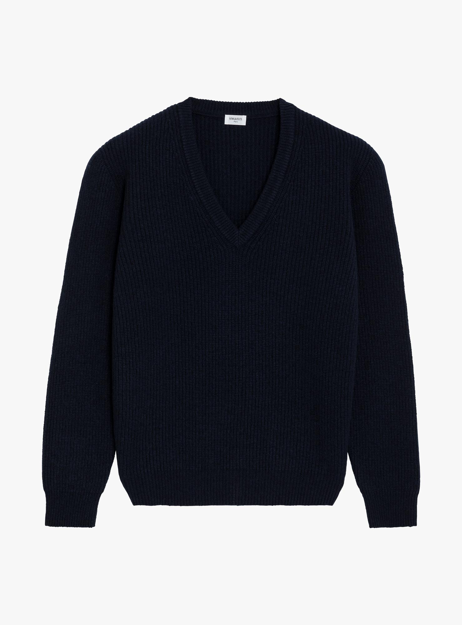 Navy Double-Knit V-Neck Jumper
