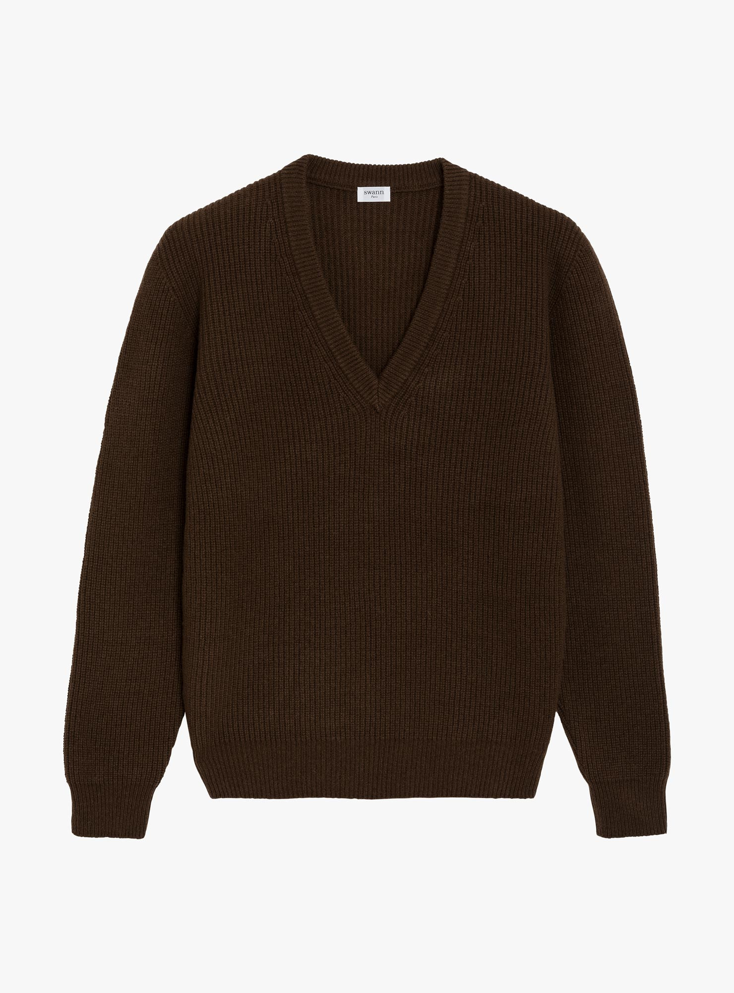 Brown Double-Knit V-Neck Jumper