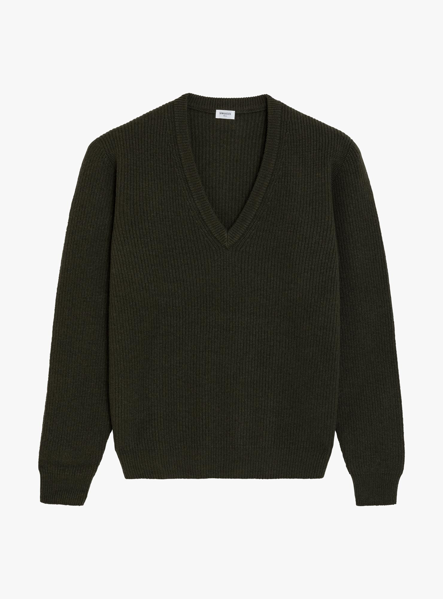 Green Double-Knit V-Neck Jumper