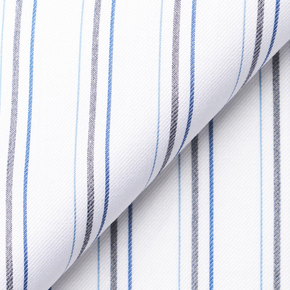 Blue Grey Stripes Twill