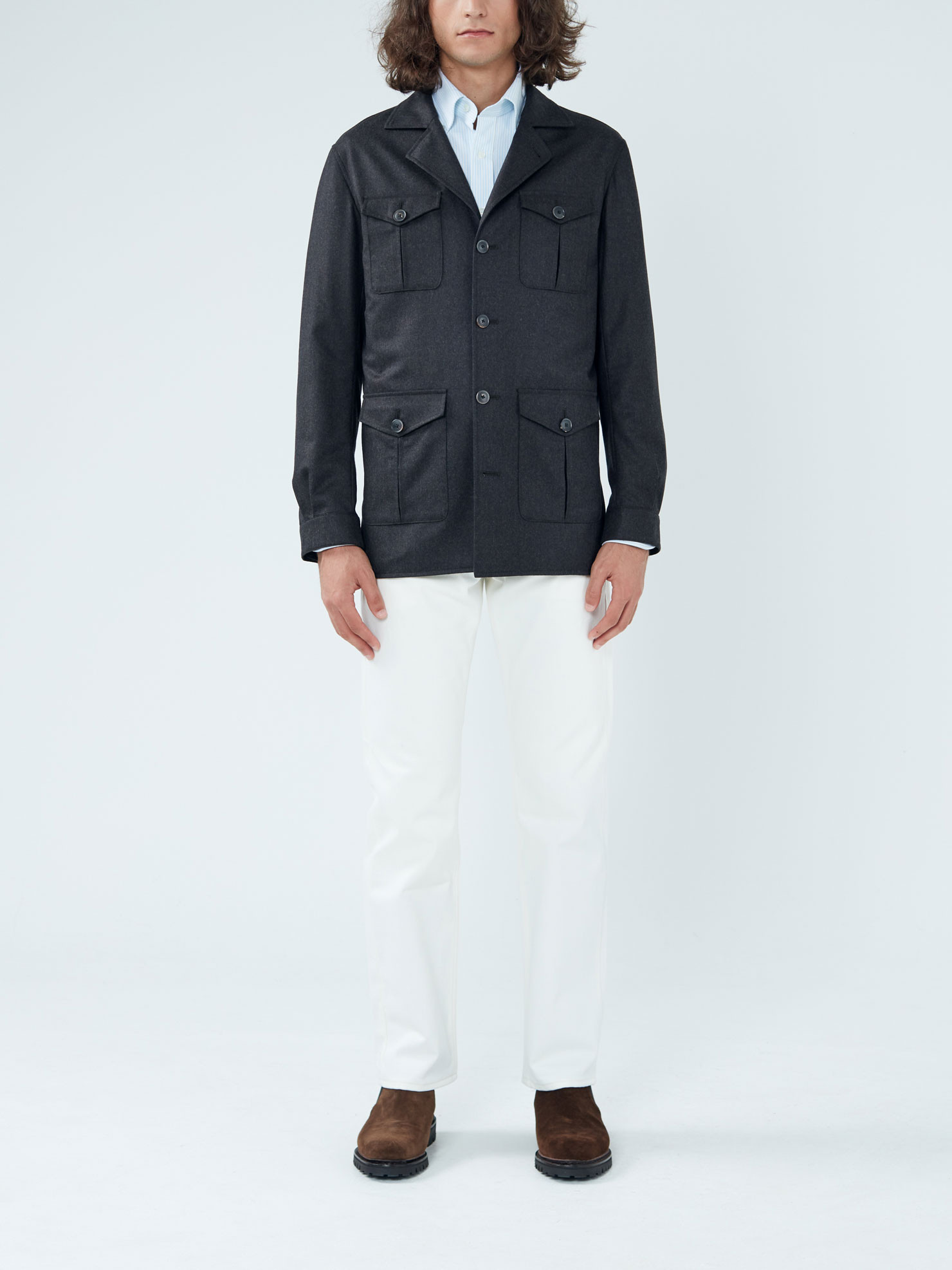 Brown Flannel Safari Jacket