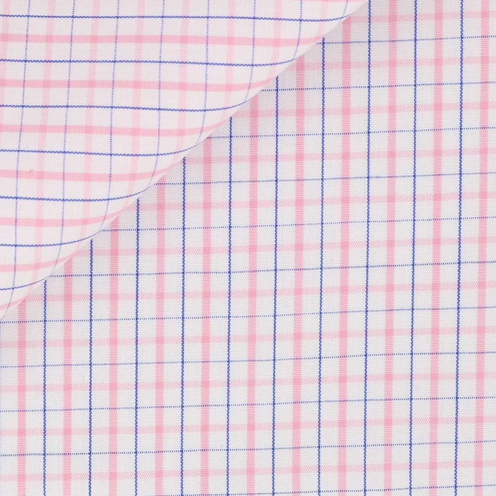 Poplin Check Pattern Blue Pink