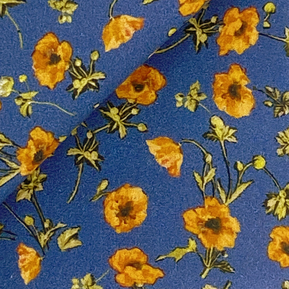 Poplin Pattern Blue Orange