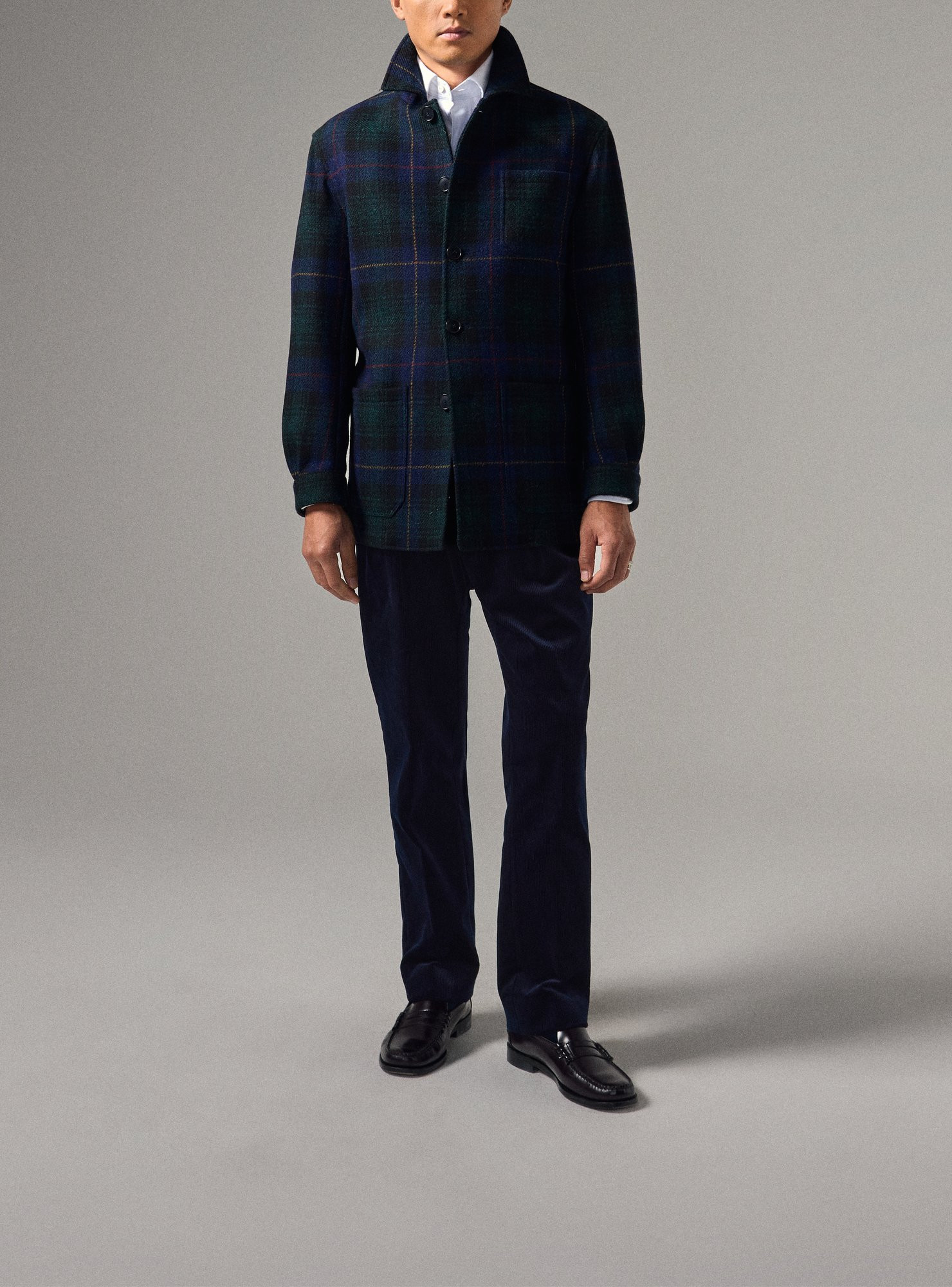 Navy & Green Tweed Chore Jacket