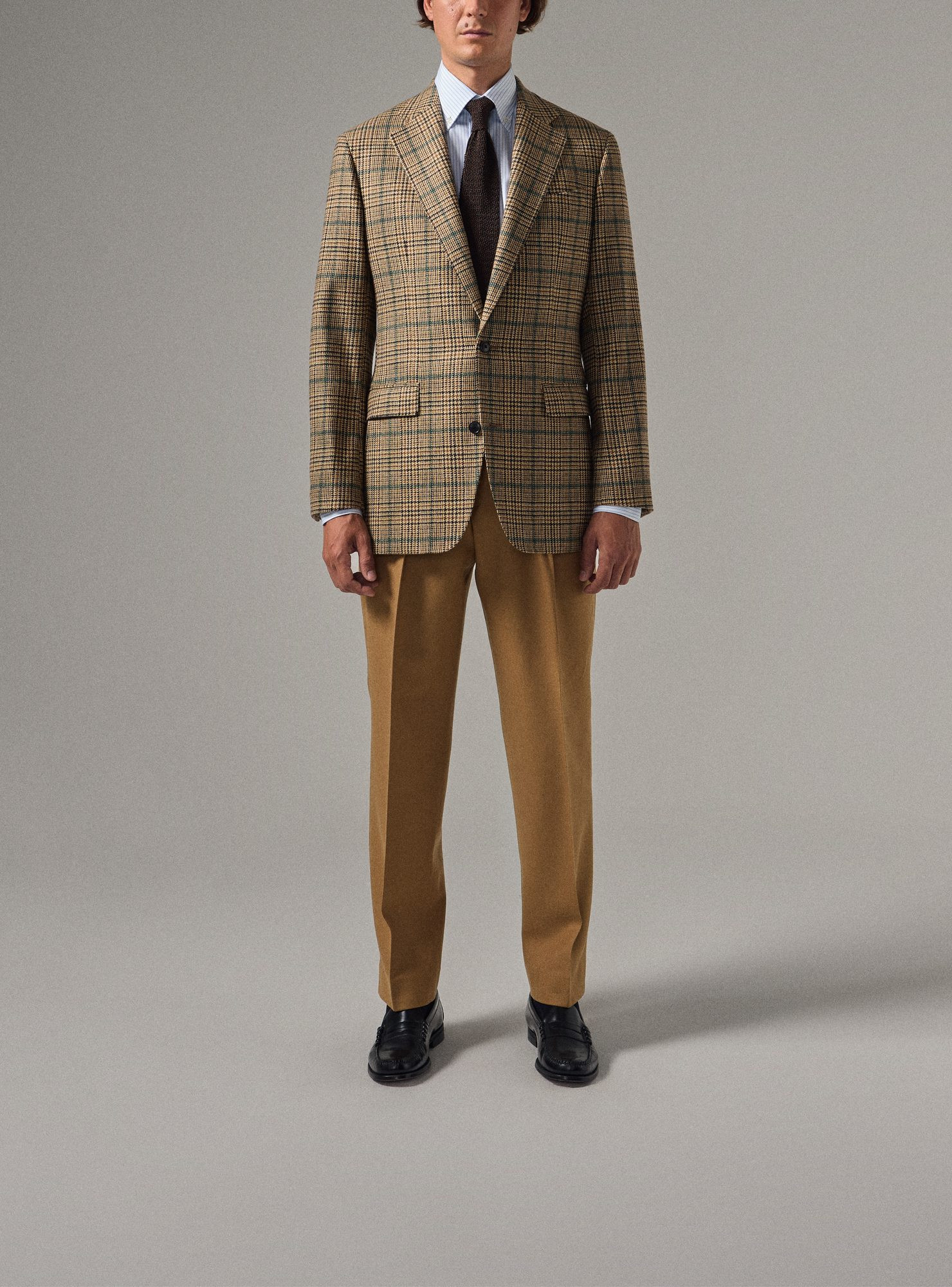 Beige & Green Prince of Wales Check Tweed Jacket