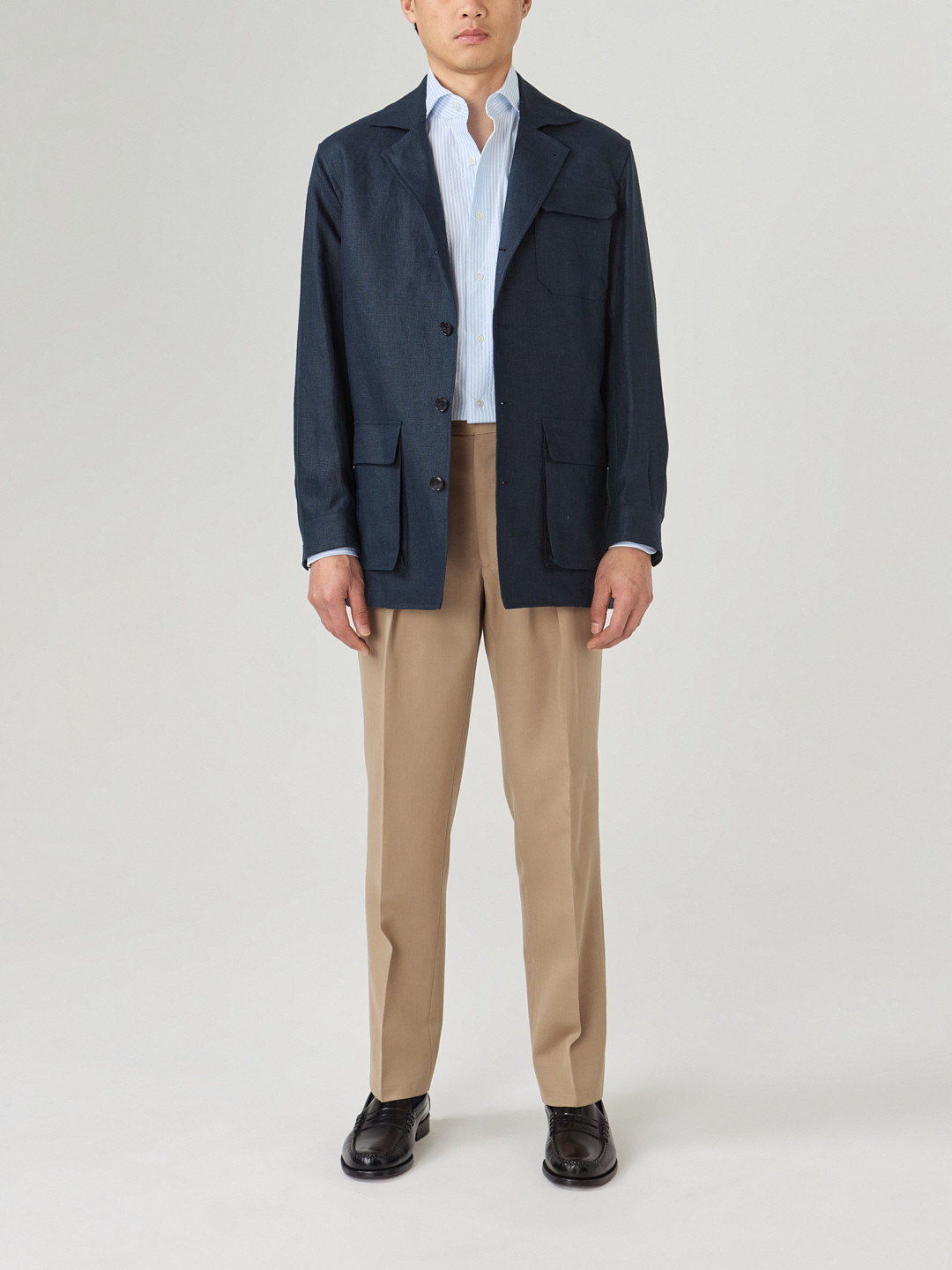 Navy Linen Safari Jacket