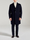 Navy Blue 3 Button Straight Wool Coat