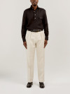 Beige Wool Linen Silk Trousers