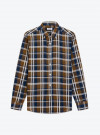 Blue Brown Check Pattern Chambray Shirt