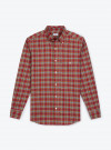 Red Green Check Pattern Flannel Shirt