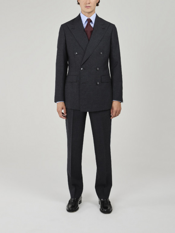 Double-Breasted Dark Grey Fresco Suit (Made in italy)