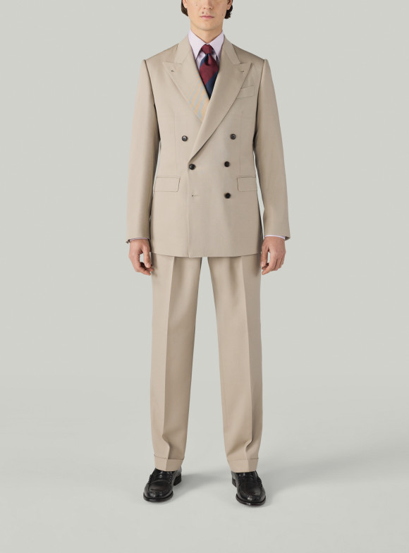 Beige Wool Gabardine Suit