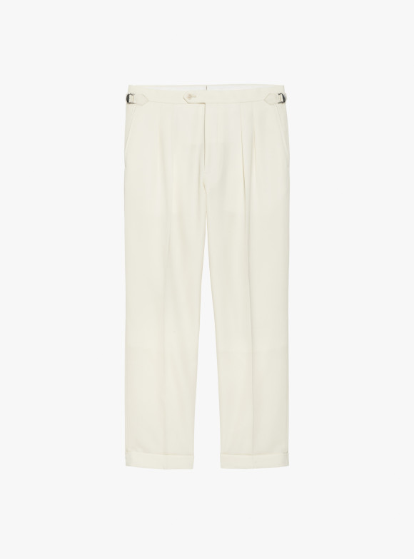 Ecru Wool Twill Trousers