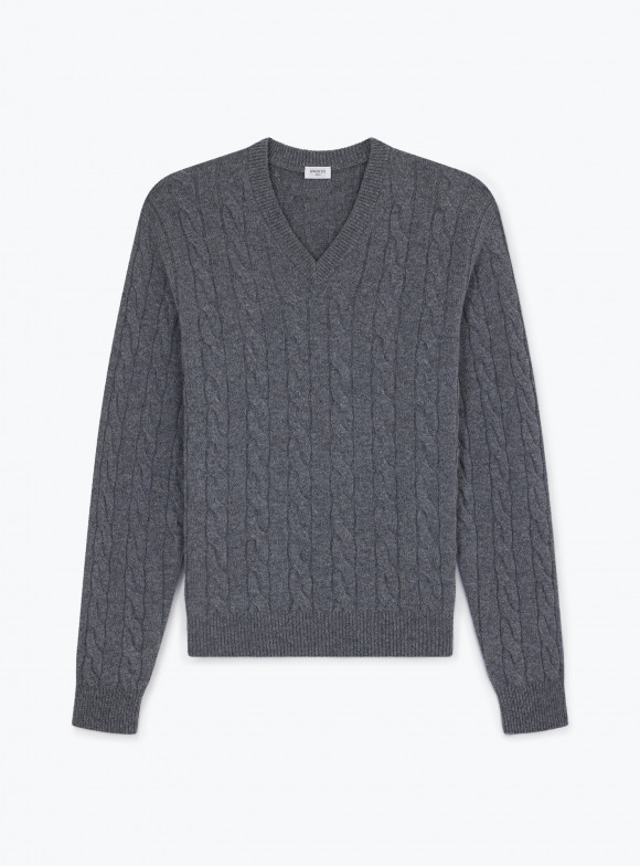 Grey V-Neck Pullover