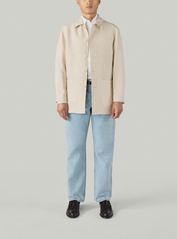 Beige Linen Work Jacket