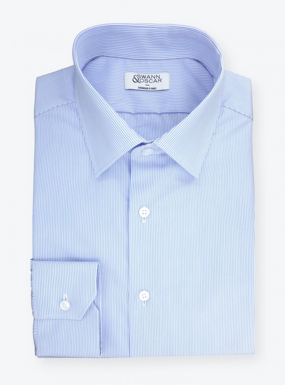 Shirt Poplin Stripes Blue