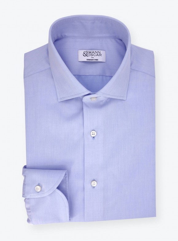 Twill Shirt Plain Blue (easy care)