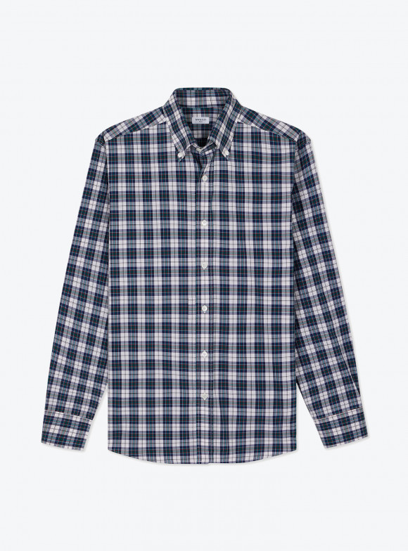 Blue Green Check Pattern Zephir Shirt