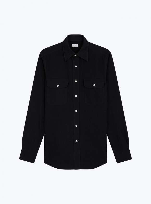 Plain Black Flannel Shirt