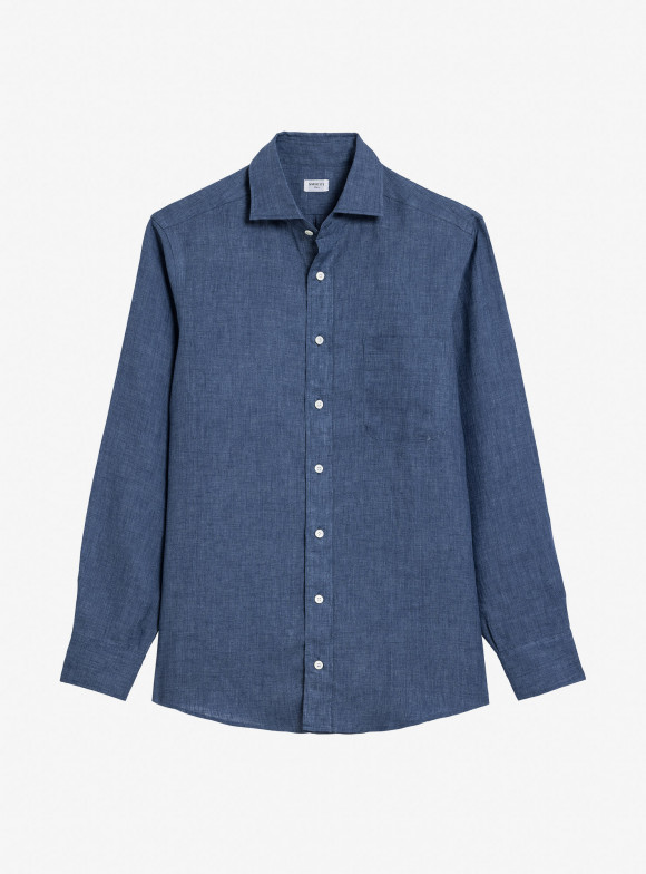 Shirt Linen Plain Blue