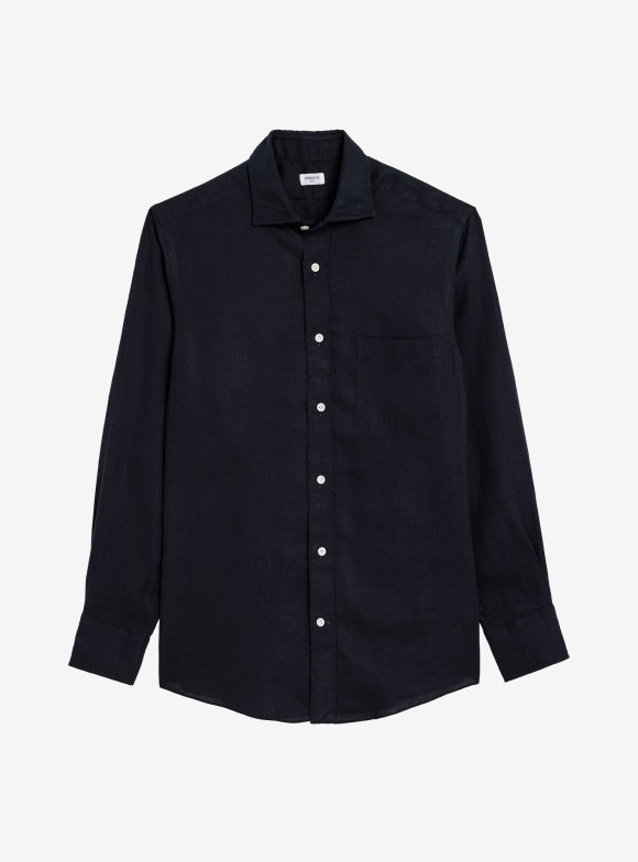 Shirt Linen Plain Blue
