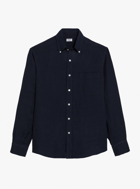 Shirt Linen Plain Blue