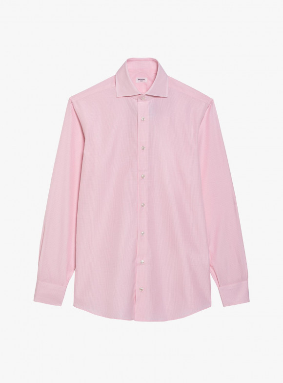 Shirt Poplin Check Pattern Pink