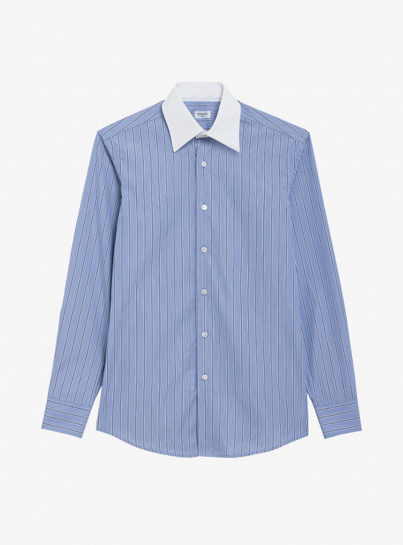 Shirt Poplin Stripes Blue