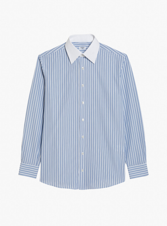 Shirt Poplin Stripes Blue