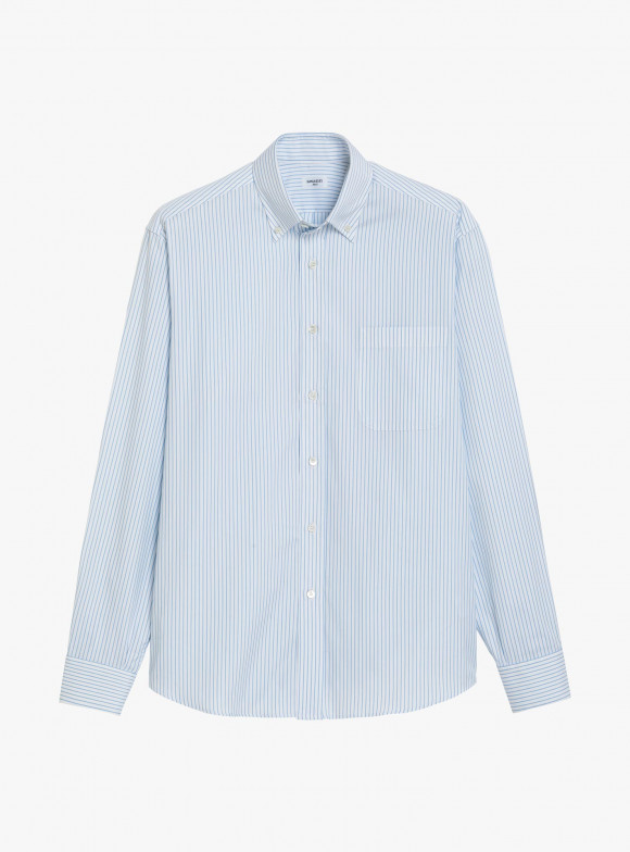 Blue Striped Poplin Shirt