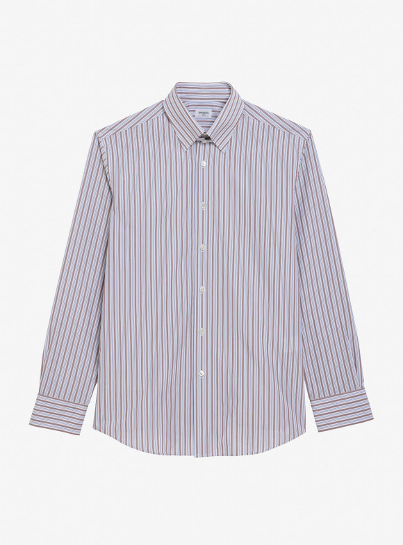 Shirt Poplin Stripes Brown