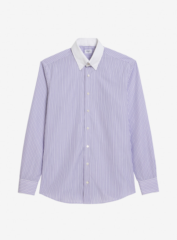 Shirt Poplin Stripes Mauve Purple