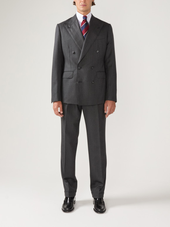 Grey Herringbone Suit Full Canvas