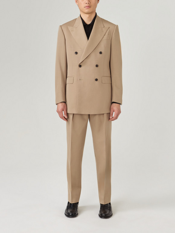 Beige Double Breasted Suit