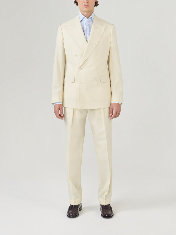 Cream Double Breasted Suit