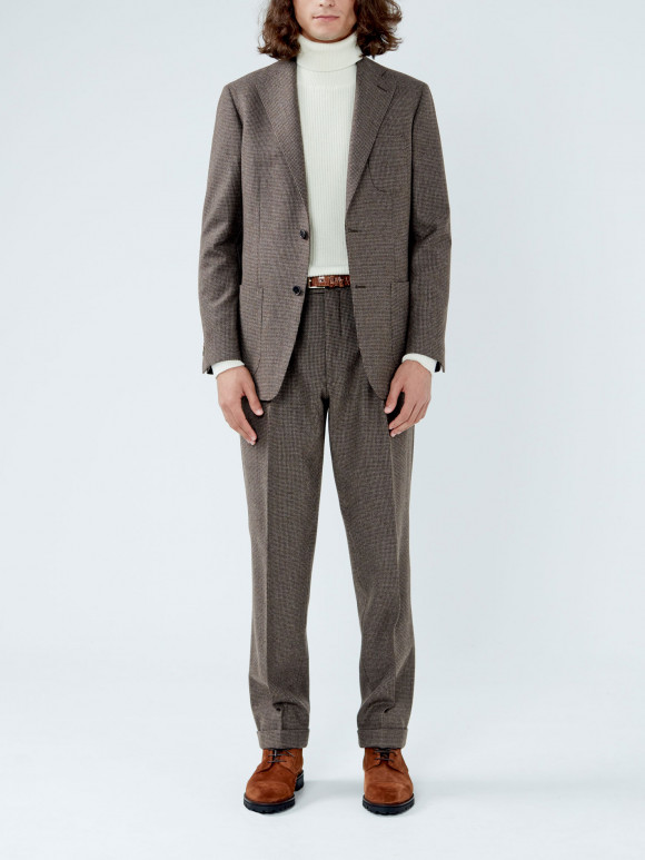 Brown Houndstooth Flannel Suit