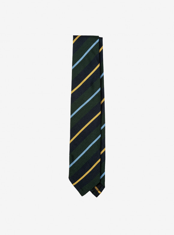 Gold, Navy and Green Regimental Tie
