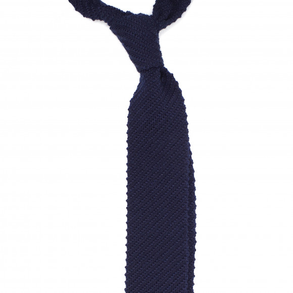 Blue Knitted Wool Tie