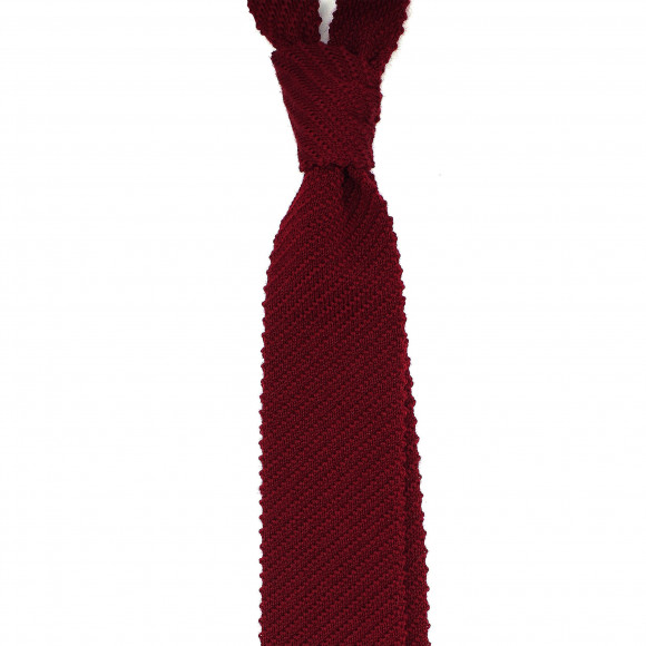 Burgundy Knitted Wool Tie