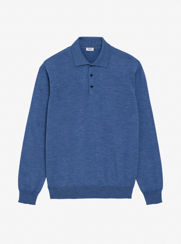 Light blue merino polo shirt