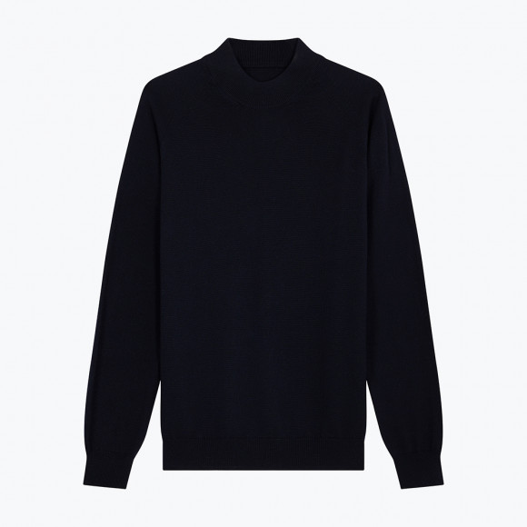 Navy Merino Mock Neck Pullover