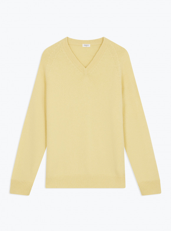 Pull jaune col v sales