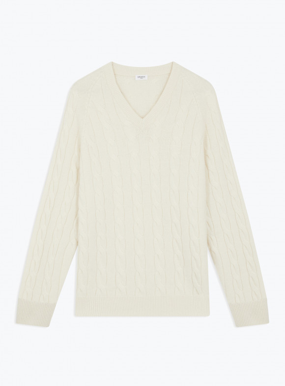 V-Neck Pullover Off White