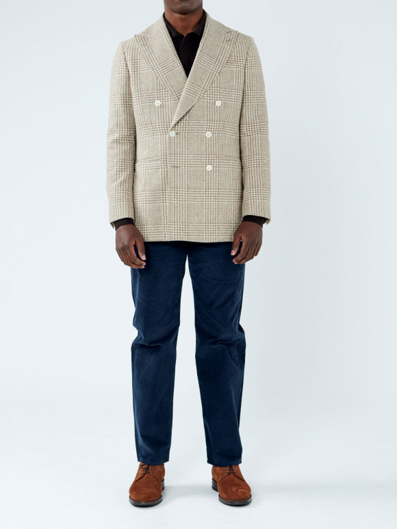 Glencheck Beige Wool-Alpaca Jacket