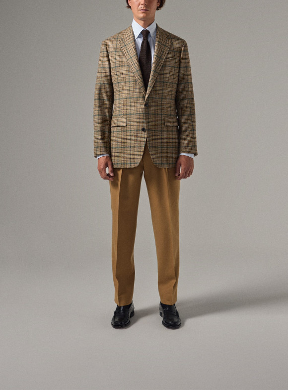 Beige & Green Prince of Wales Check Tweed Jacket