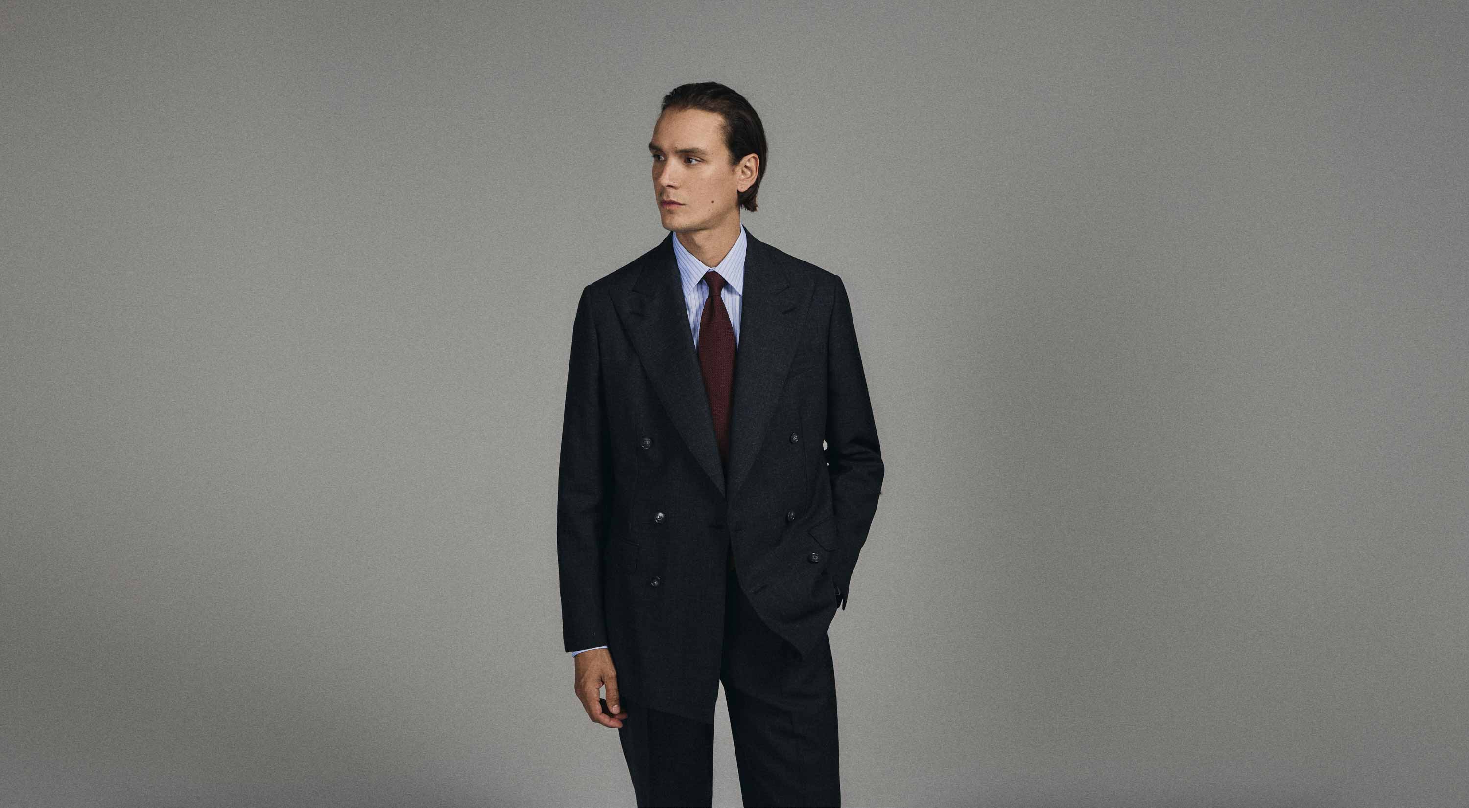 The Double-Breasted Charcoal Fresco Suit