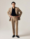 Beige double-breasted suit in summer gabardine