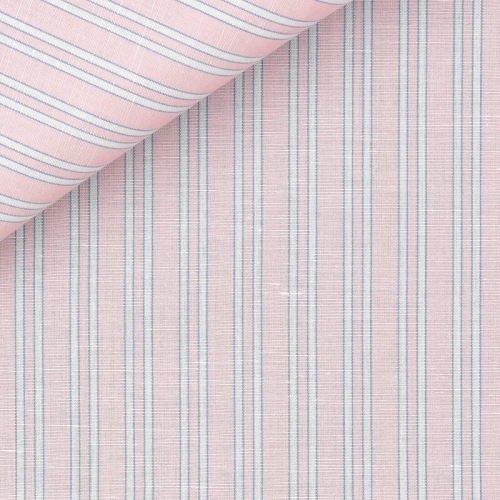 Blue Pink Stripes Linen