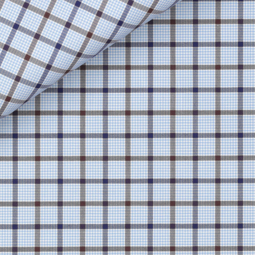 Twill Check Pattern Blue Brown